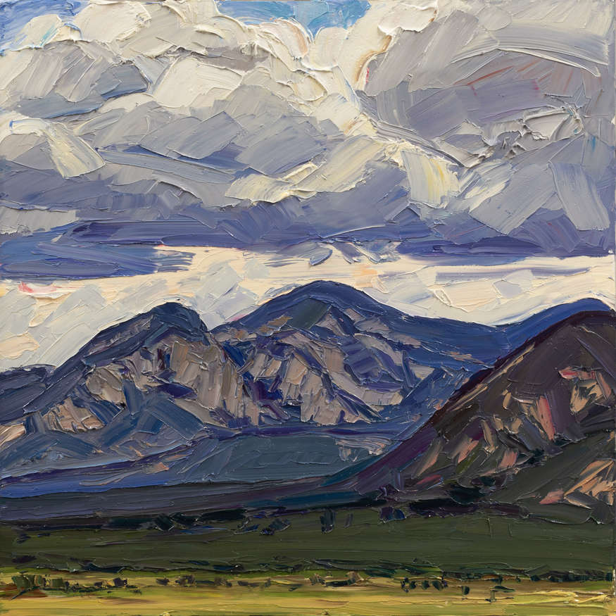No. 7 | Jivan Lee | Across to El Salto, 2018 | oil on panel | 24x24 | donated by the artist | est. $6000 | Plein air painted scene near Taos
