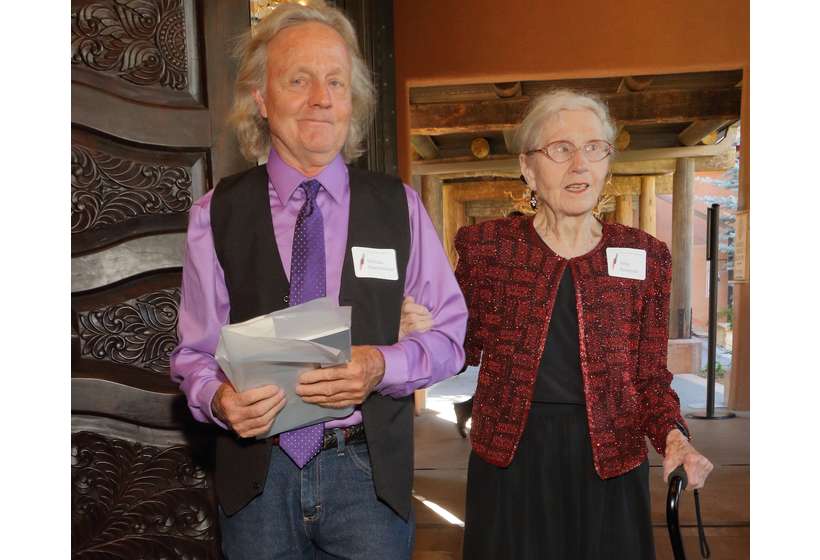 Rena Rosequist of Mission Gallery, escorted by her son Nicholas Oppenheimer at the 2017 Gala. After her retirement, Rena sold the historic gallery building to the Foundation for repurposing as a research center.