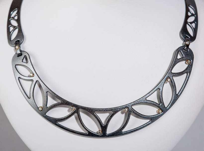 No. 18 | Maria Samora | Flower Collar | sterling silver, 18k gold, diamonds | donated by the artist | est. $5000