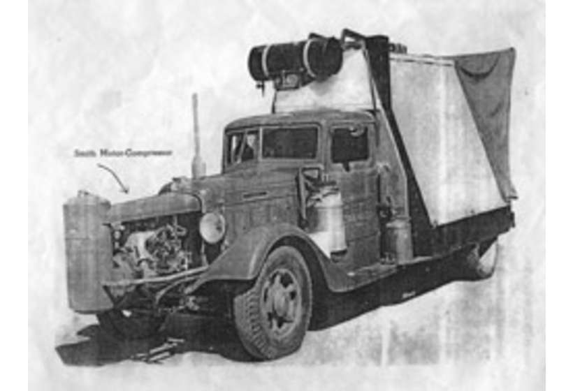 The Diamond T truck on which Kibbey Couse built the first mobile machine shop in the family garage.